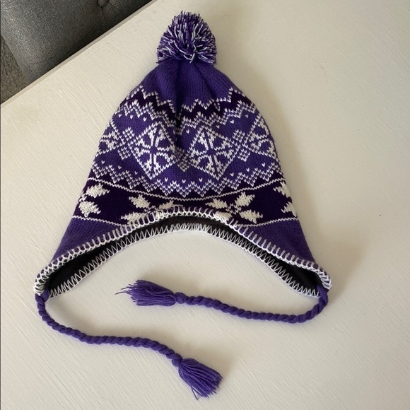 Purple Bonnet Snowflake Winter Bohemian Whimsical Beanie Hat Bohemian Cozy - Picture 4 of 10